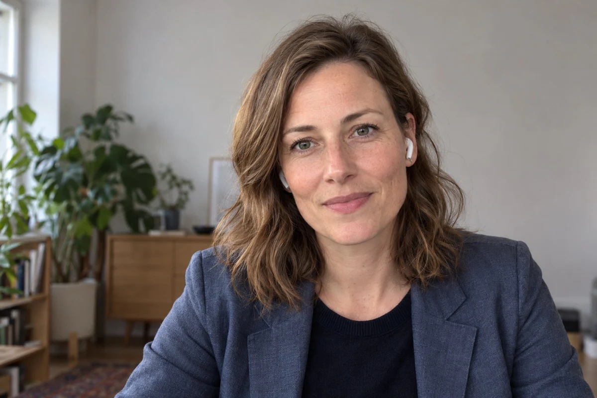 Anja, a panellist, on a video call